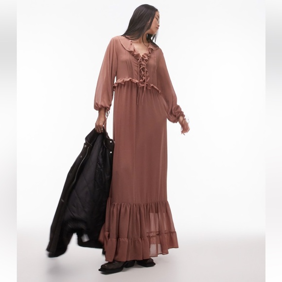 Topshop long sleeve maxi dress size us 4 - Picture 1 of 7